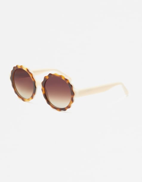 Jimmy Fairly - The Lily - Ronde geschulpte zonnebril in helder tortoise - view 1