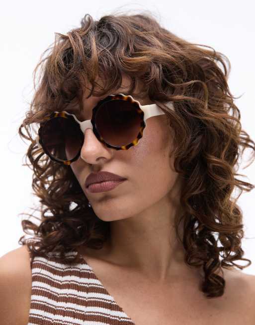 Jimmy Fairly – The Lily – Runde Sonnenbrille in heller Schildpatt-Optik mit Wellenumrandung , 2 von 5