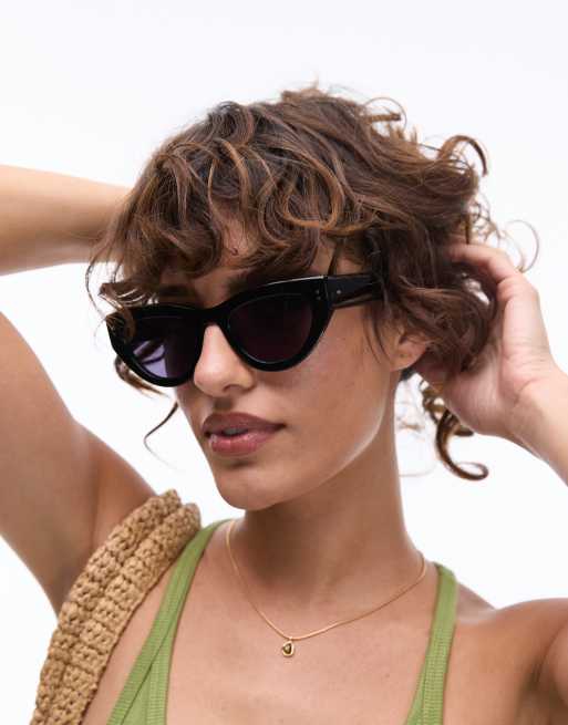 Jimmy Fairly The Lucia slim cat eye sunglasses in black, 2 of 5