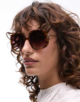 Jimmy Fairly The Marilu oversized square sunglasses in vintage tort-Brown