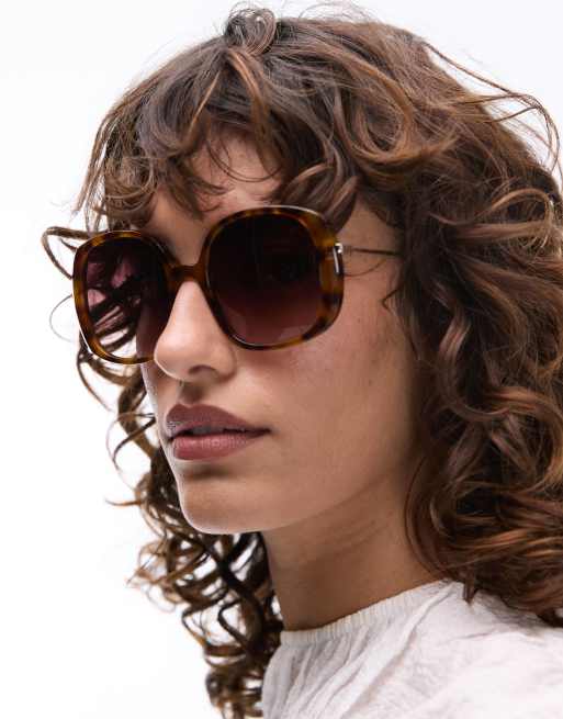 Jimmy Fairly - The Marilu - Oversized vierkante zonnebril in vintage tortoise