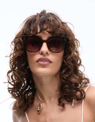 Jimmy Fairly - The Maya - Sonnenbrille mit großem, eckigem Gestell in Braun