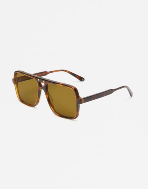 Jimmy Fairly The Nax square aviator sunglasses in tortoiseshell | ASOS