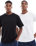 [JJ Rebel] JJ Rebel 2 pack oversized t-shirts in black and white-Multi XL Multi