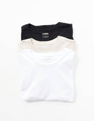 JJ Rebel JJ Rebel 3 pack oversize t-shirts in black white & beige-Multi