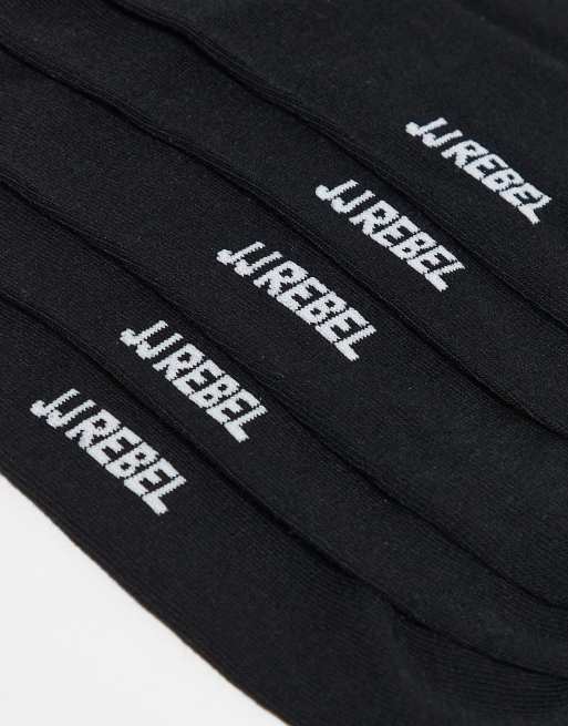 JJ Rebel 5 pack of trainer socks in black, 2 of 3