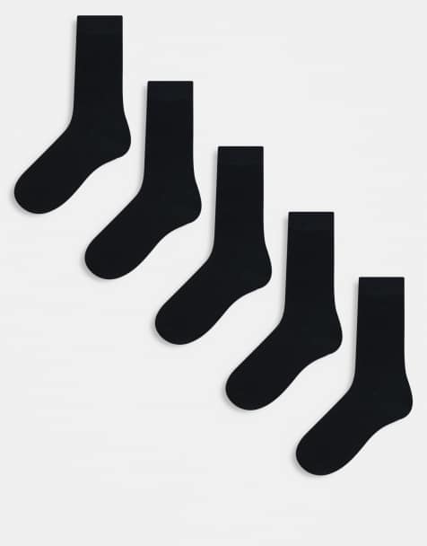 JJ Rebel 5 pack ribbed socks in black - view 1