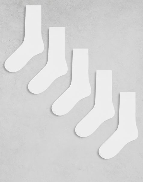 JJ Rebel 5 pack ribbed socks in white - view 1