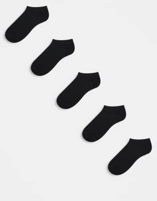 5-pack sneaker socks in black