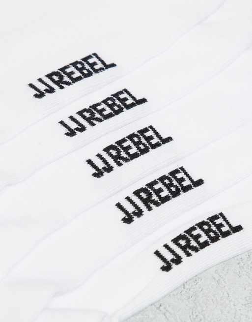 JJ Rebel 5-pack sneaker socks in white, 2 of 3