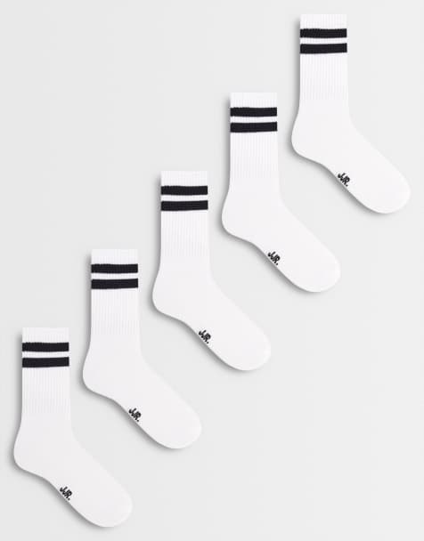 JJ Rebel – 5er-Pack Sportsocken in Weiß mit schwarzen Streifen - view 1