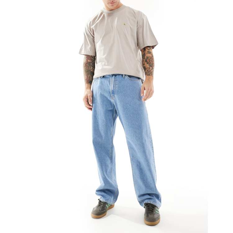 JJ Rebel baggy fit jeans in mid wash blue | ASOS