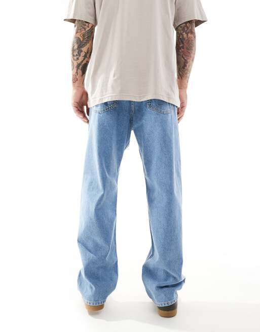 JJ Rebel baggy fit jeans in mid wash blue , 3 of 5