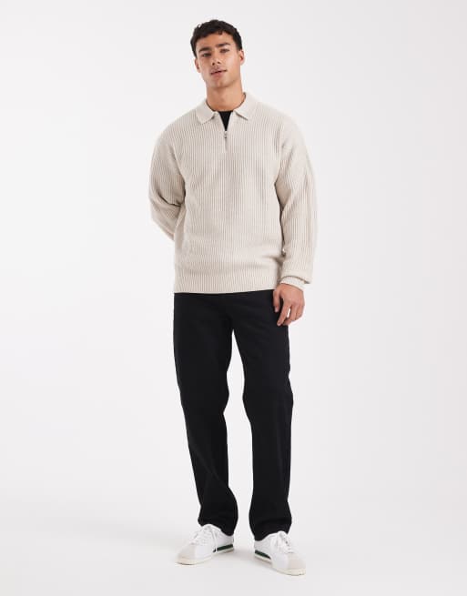 JJ Rebel – Beige, stickad pikétröja i oversize, 2 av 5