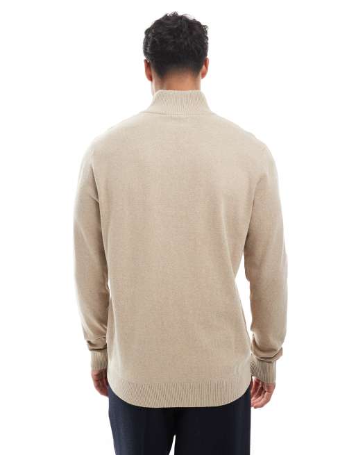 JJ Rebel - Beige strikket trøje med kvart lynlås, 2 af 5
