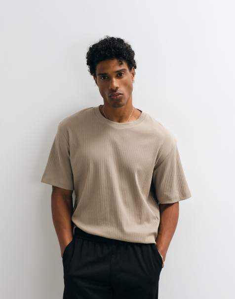 JJ Rebel - Beige T-shirt med ribber - view 1