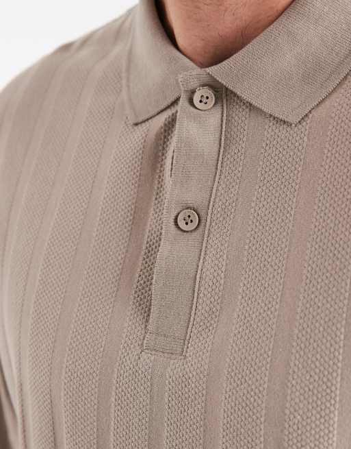 JJ Rebel – Beige, texturerad pikétröja med långa ärmar, 5 av 5