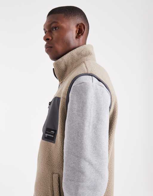 JJ Rebel – Beige väst med dragkedja i fleece, 5 av 5