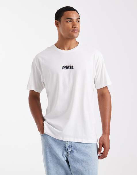 JJ Rebel – Biały T-shirt oversize z nadrukiem „Eclectic“ na plecach - view 1