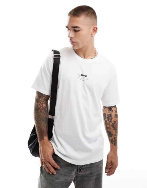 JJ Rebel – Biały T-shirt z nadrukiem na piersi