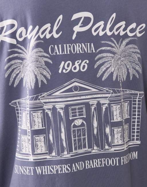 JJ Rebel - Blå oversized T-shirt med Calfornia-print, 4 af 5