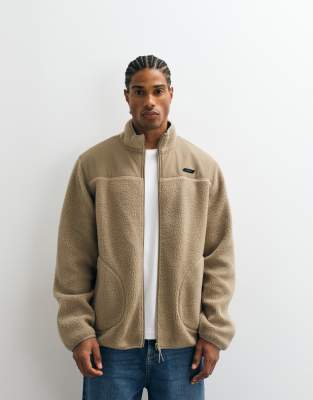 Jj Rebel Borg Fleece Jacket In Neutral