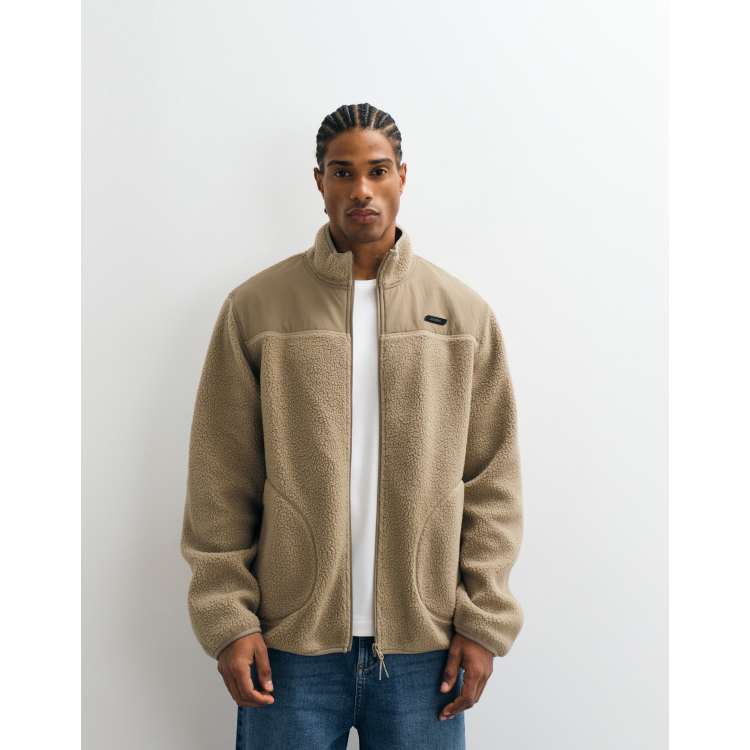 JJ Rebel borg fleece jacket in beige | ASOS