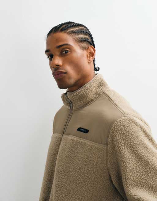 JJ Rebel borg fleece jacket in beige, 4 of 5
