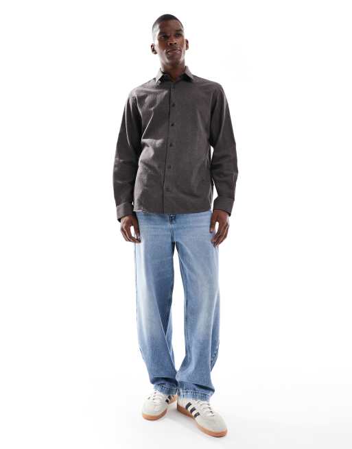 JJ Rebel brushed long sleeve shirt in brown, 2 of 5