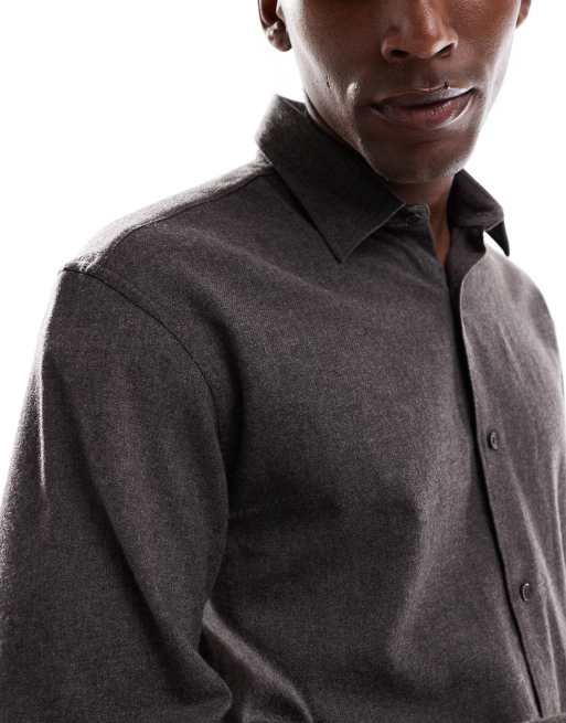JJ Rebel brushed long sleeve shirt in brown, 3 of 5