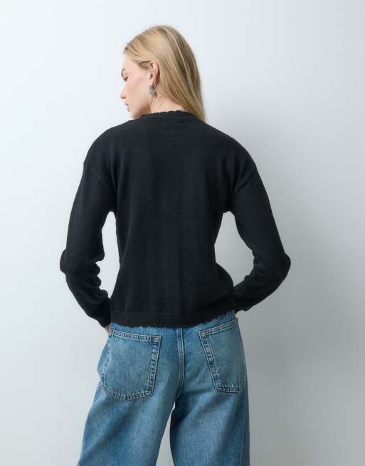 JJ Rebel cabel knit cardigan in black, 5 of 5