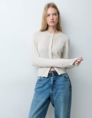 Jj Rebel Cabel Knit Cardigan In White