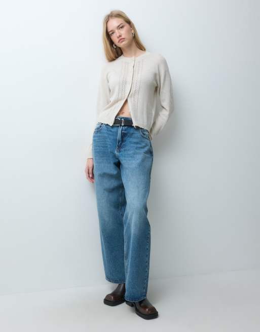 JJ Rebel cable knit cardigan in cream, 2 of 5