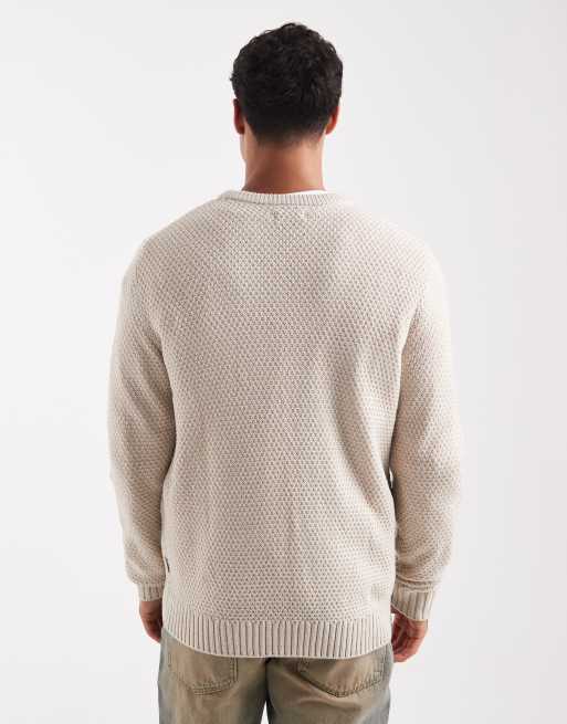 JJ Rebel cable knit sweater in beige, 3 of 5