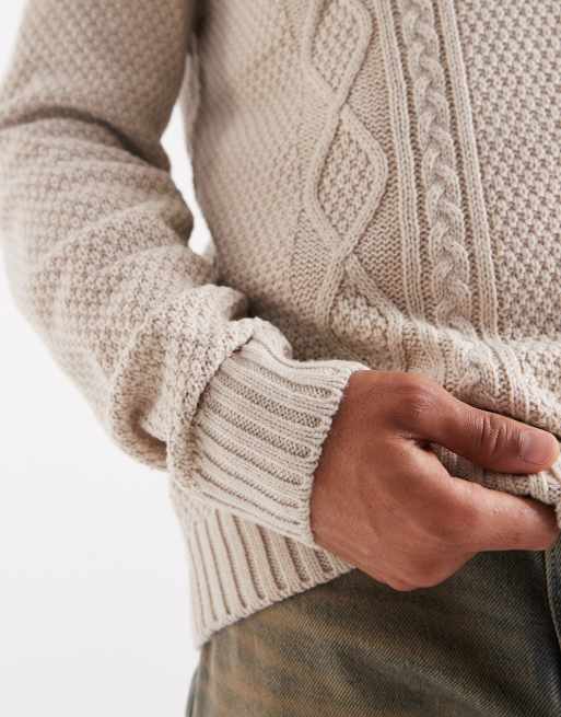 JJ Rebel cable knit sweater in beige, 5 of 5