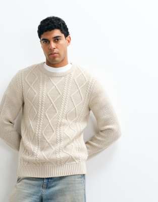 Jj Rebel Cable Knit Sweater In White