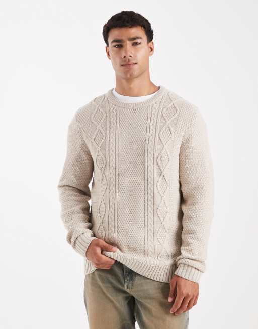 JJ Rebel cable sweater in beige