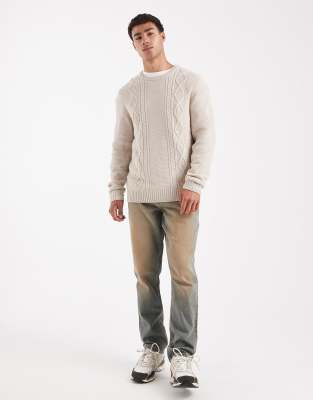 Jj Rebel Cable Sweater In Neutral