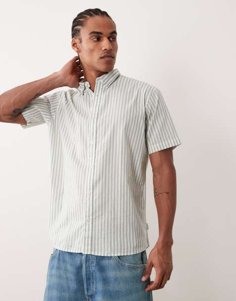 JJ Rebel - Camicia a maniche corte verde a righe - view 1