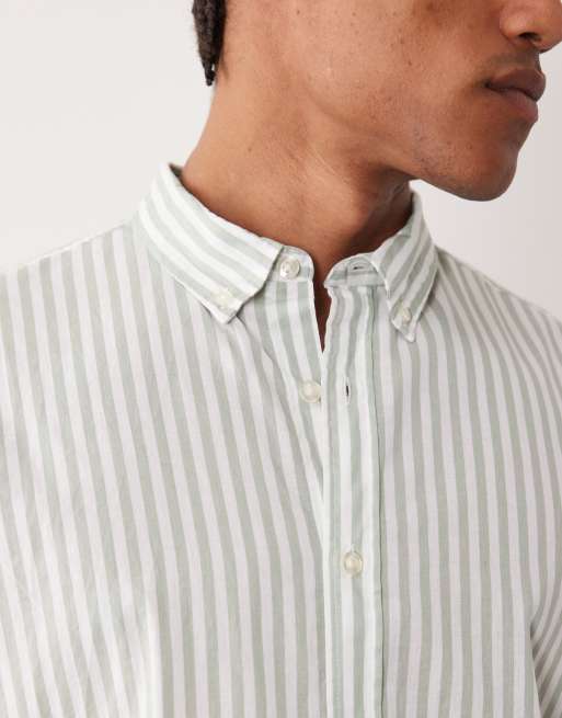 JJ Rebel - Camicia a maniche corte verde a righe, 3 di 5