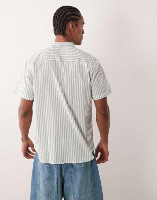 JJ Rebel - Camicia a maniche corte verde a righe, 5 di 5