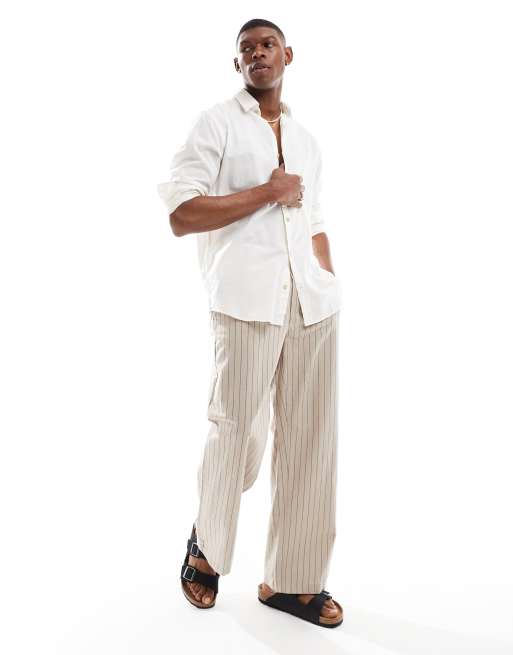 JJ Rebel - Camicia a maniche lunghe bianca in misto lino, 2 di 4