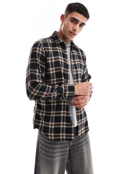 JJ Rebel - Camicia nera a quadri con finitura spazzolata - view 1