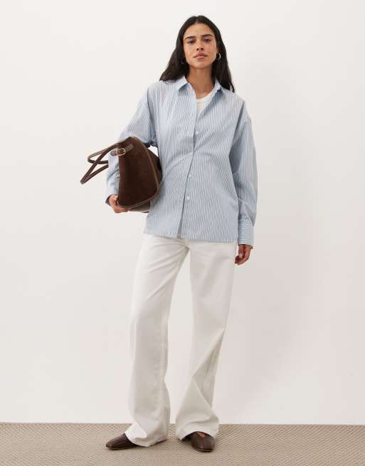 JJ Rebel - Camisa oversize de manga larga en azul claro, 3 de 4