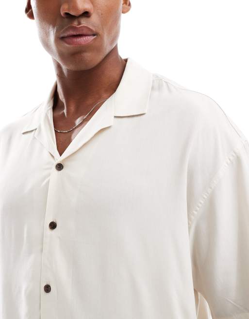 JJ Rebel camp collar shirt in cream