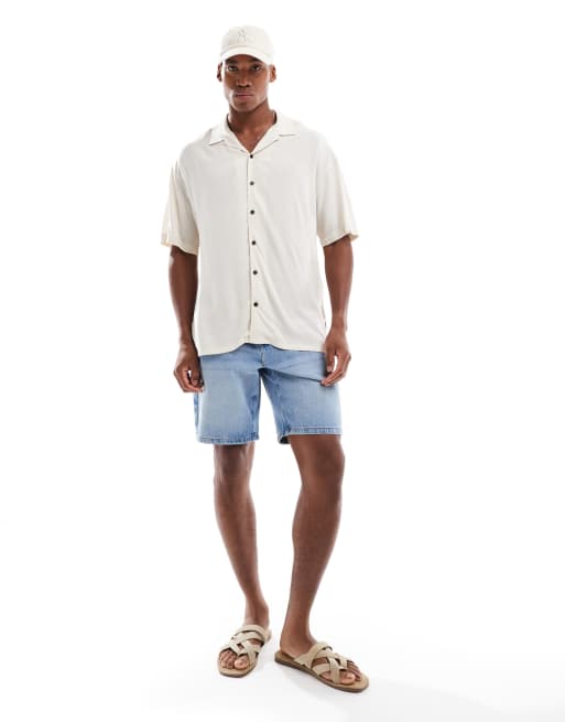 JJ Rebel camp collar shirt in cream