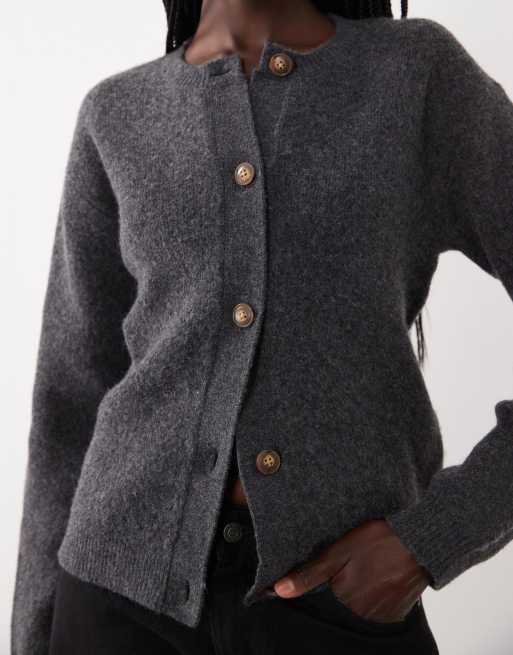 JJ Rebel - cárdigan de punto de manga larga en gris oscuro, 3 de 4
