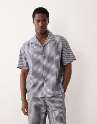 Jj Rebel Co Ord Seersucker Shirt In Blue