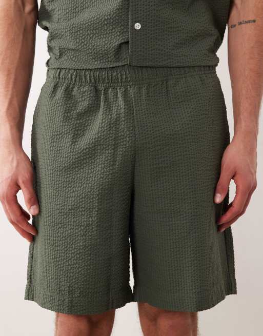 JJ Rebel co ord seersucker shorts in green, 5 of 5