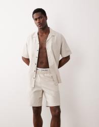 JJ Rebel co ord waffle shorts in beige